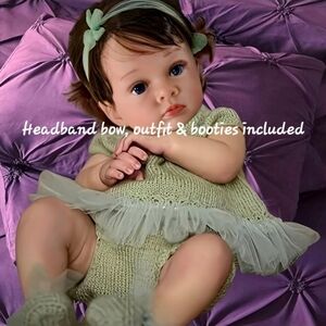 Lifelike 24" Reborn Doll Toddler Girl with Rooted Hair & Blue Eyes NWT